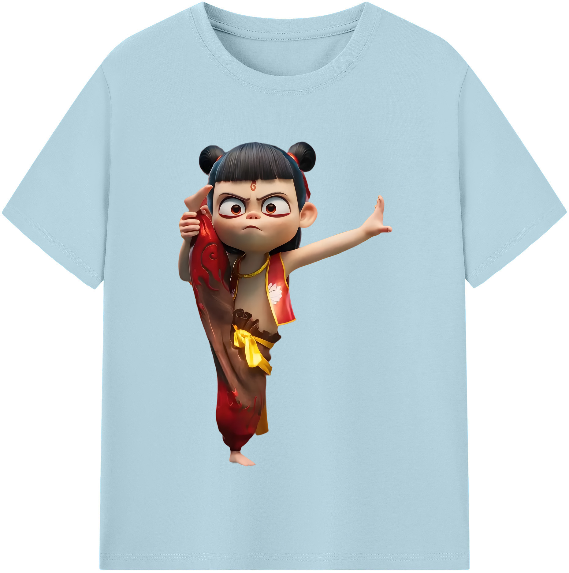 （画像用） Ne Zha 2 ナタ 魔童の大暴れ 綿100％半袖Tシャツ（フロントプリント）